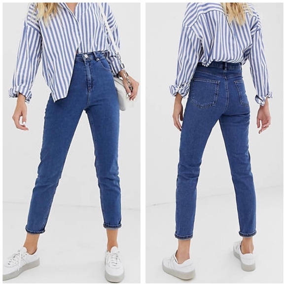 ASOS Farleigh High Rise Straight Leg Slim Mom Denim Jeans - Picture 14 of 14